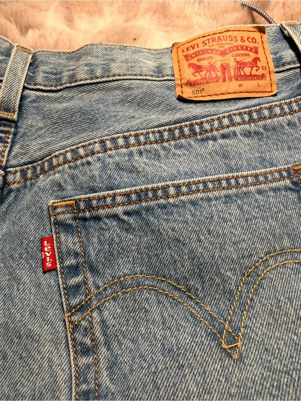 Levis Womens 501 Plan To Stay High Rise Distressed Straight Denim Jeans 32x30